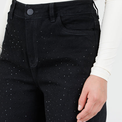 Jean Axspen Mom Fit Brillos  Ox-2899 Negro