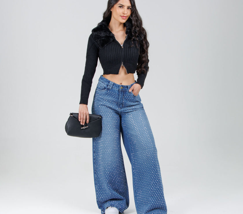 Jean Axspen wide Leg Brillos Ax-2842