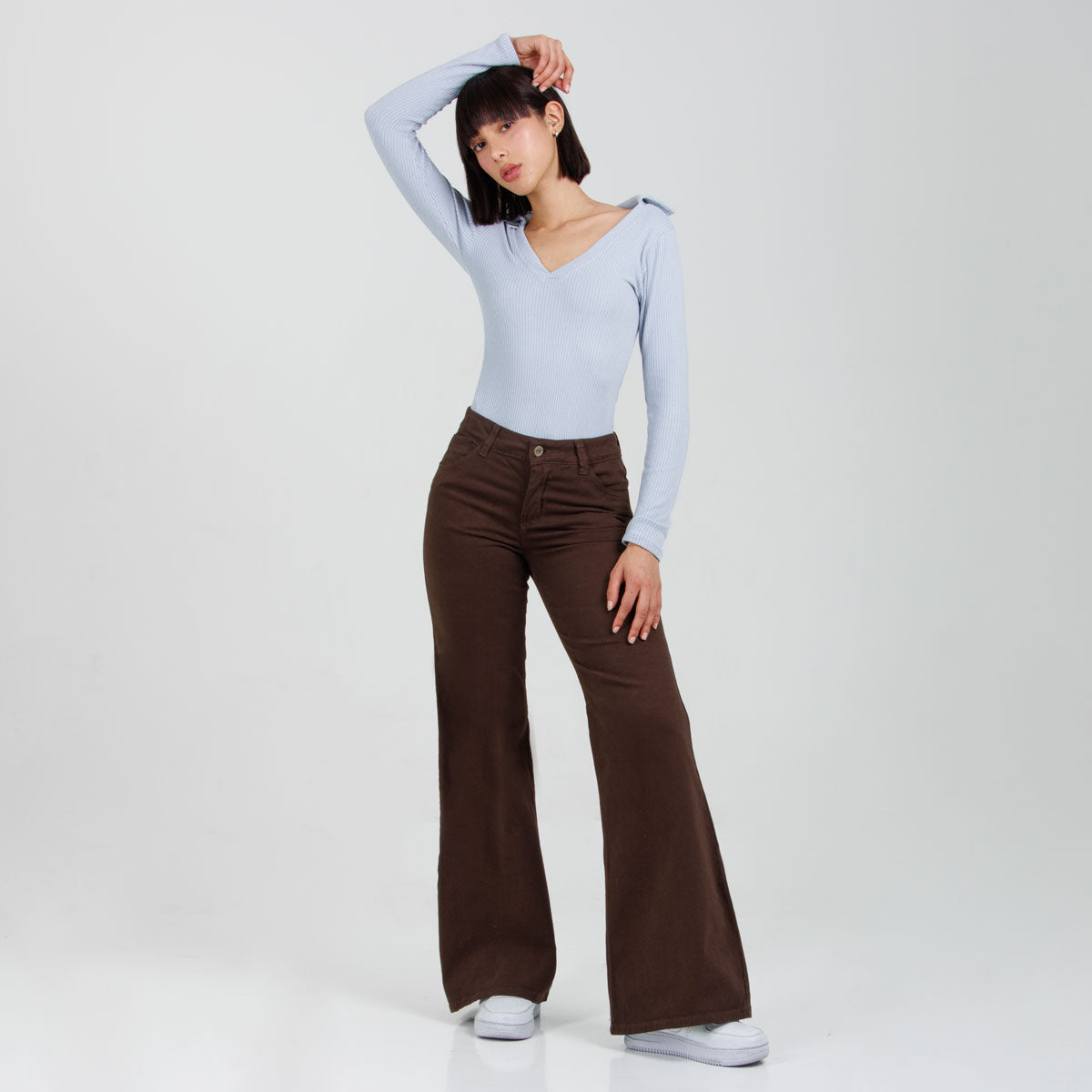 Pantalón Drill Flare cafe Ax-3044 Licrado