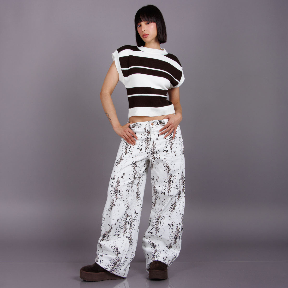 Jean Wide Leg Marfil Ax-3109 Rigido
