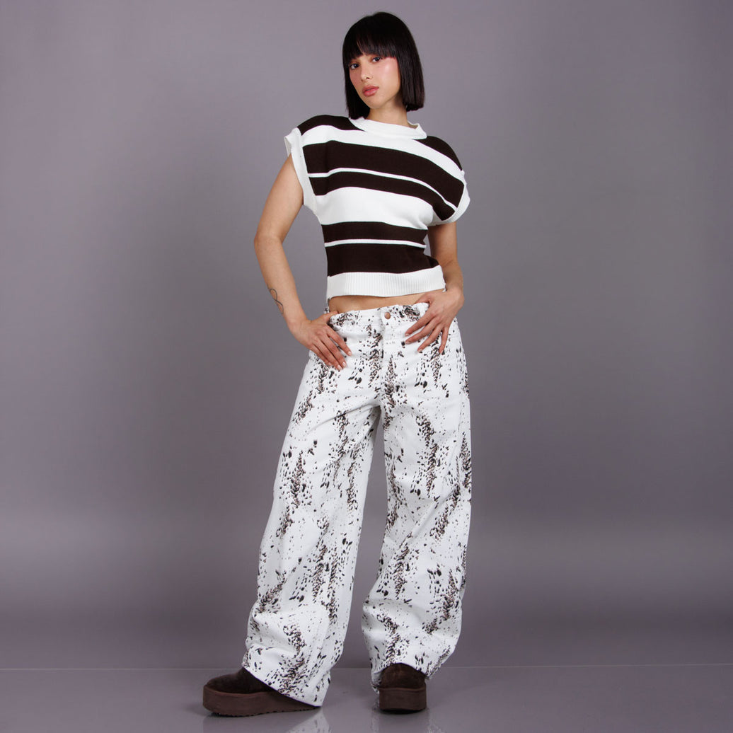 Jean Wide Leg Marfil Ax-3109 Rigido
