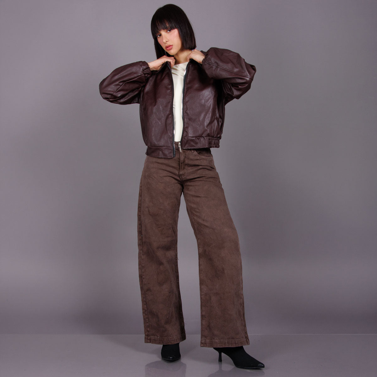 Jean Wide Leg Cafe Ax-3103 Rigido