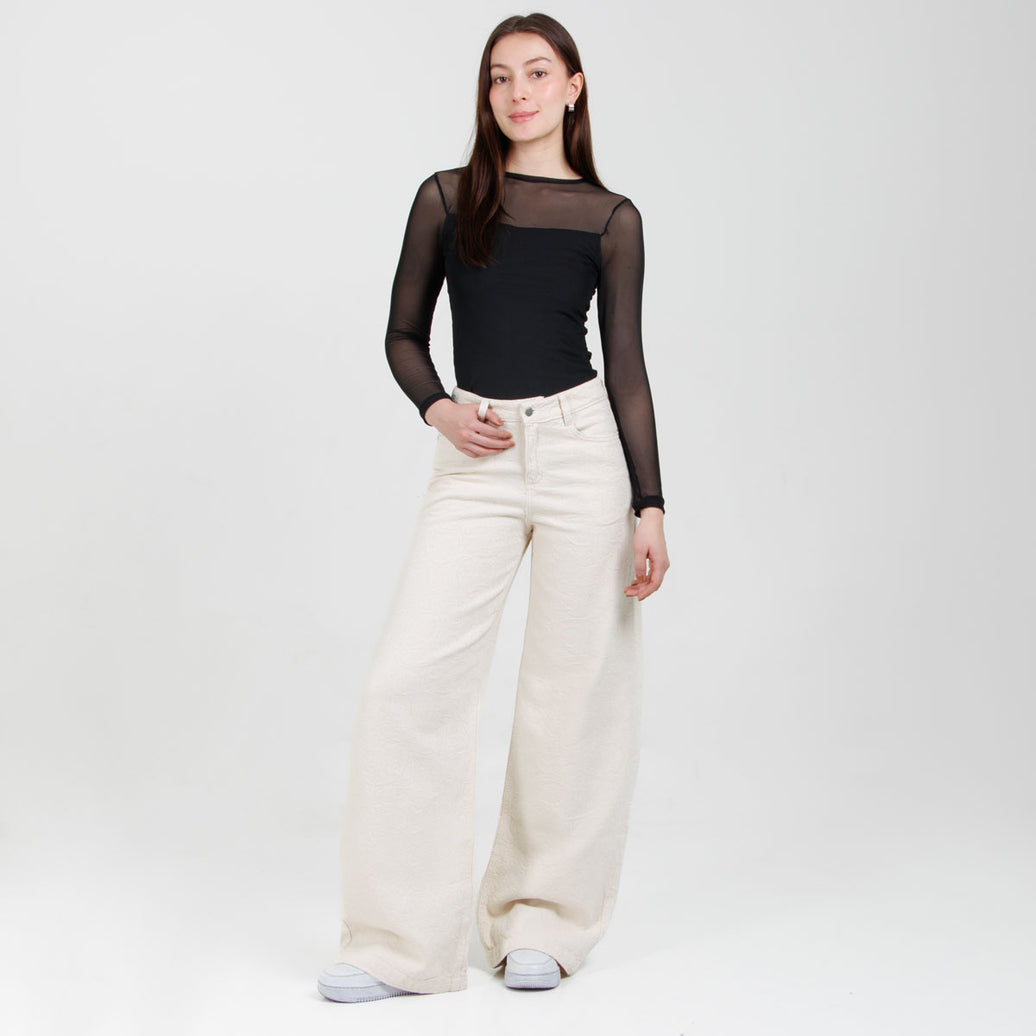 Jean Wide Leg Marfil Ax-3076 Rigido