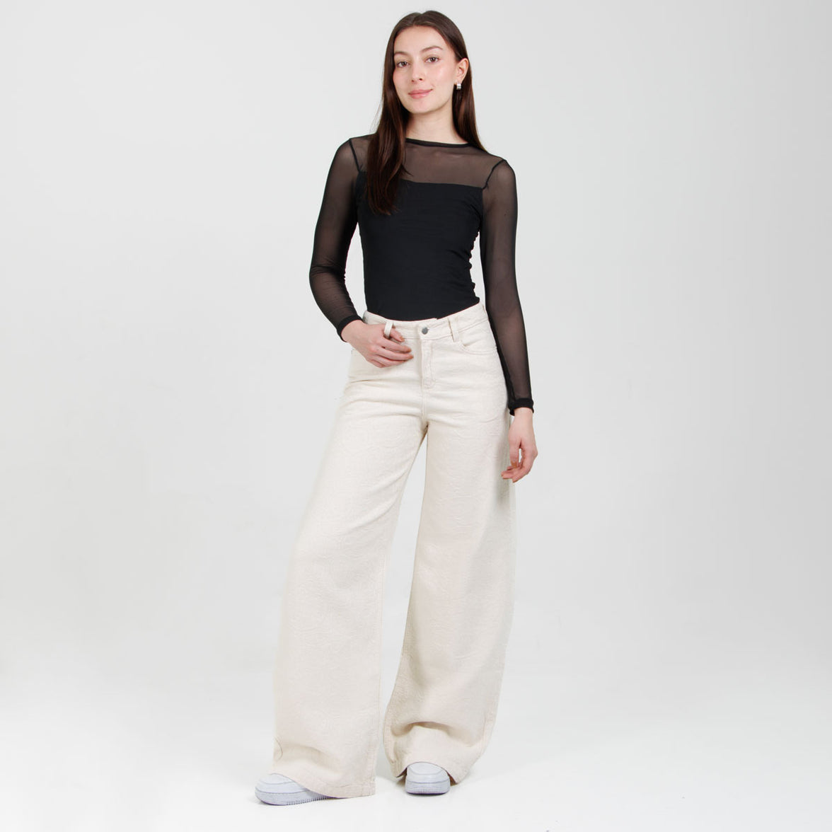 Jean Wide Leg Marfil Ax-3076 Rigido