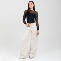 Jean Wide Leg Marfil Ax-3076 Rigido