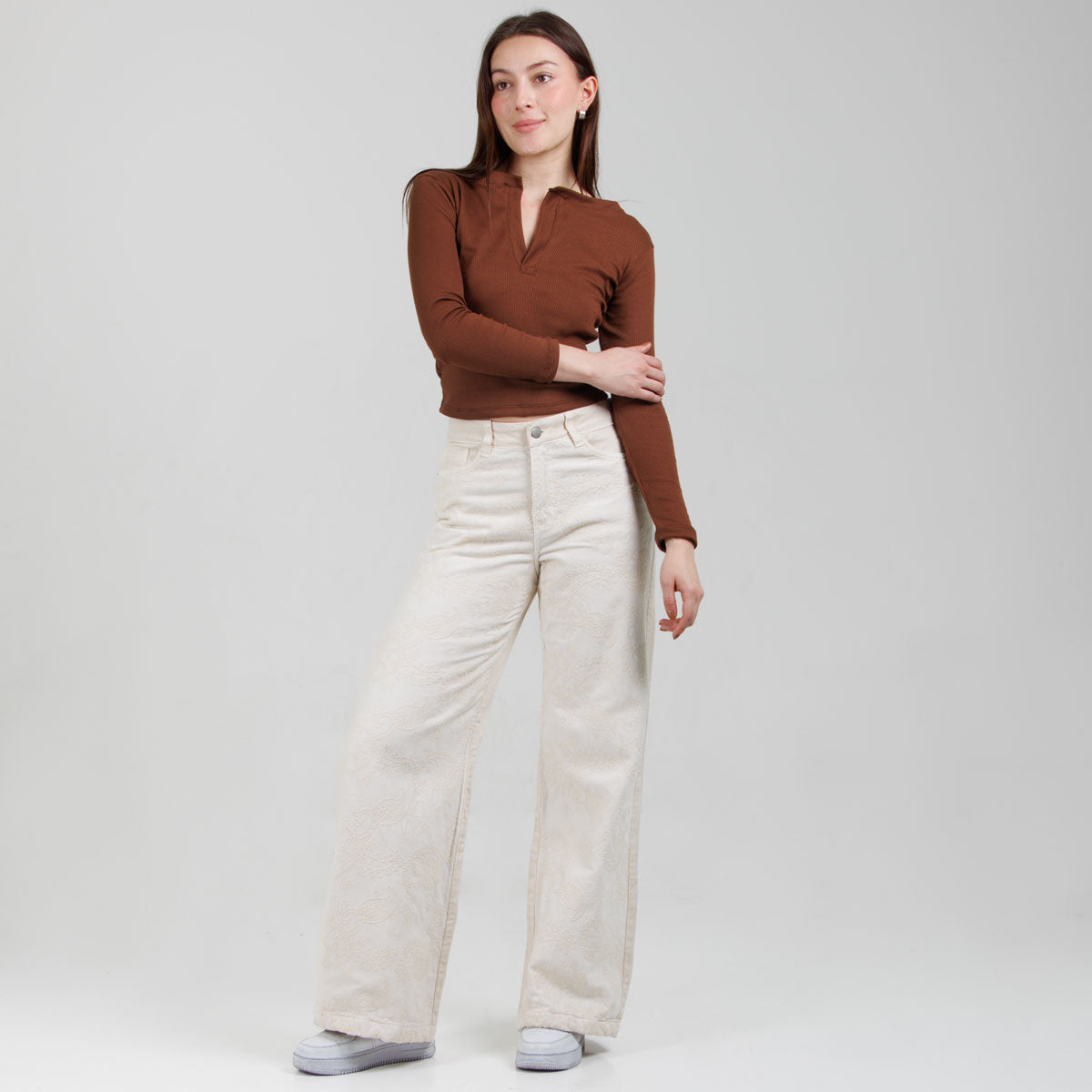 Jean Wide Leg Marfil Ax-3070 Rigido