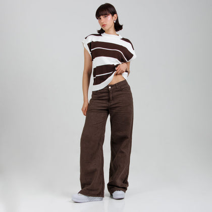 Jean Wide Leg Cafe Ax-3103 Rigido