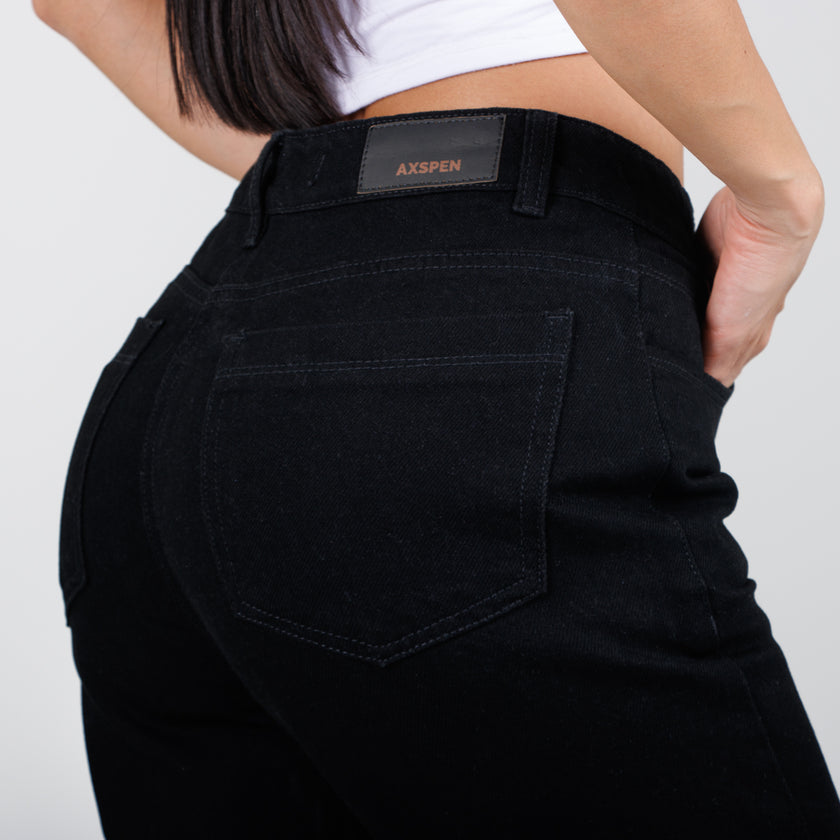 Jean Axspen Mom Fit Ax-2703 Negro Rigido