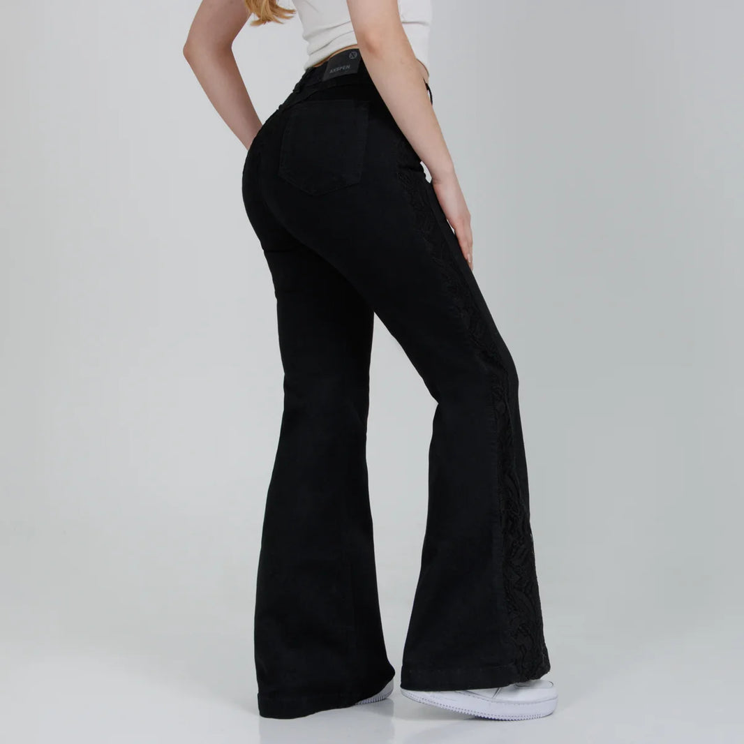 Jean Flare Negro Ox-3017 LIcrado