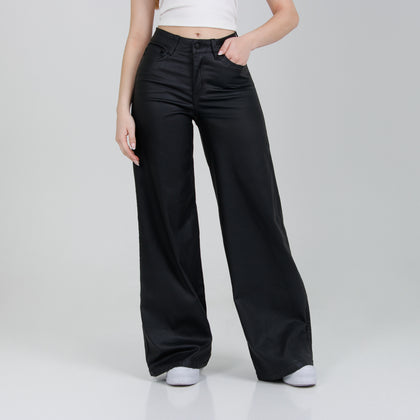 Wide Leg Efecto Piel Ax-2975 Negro