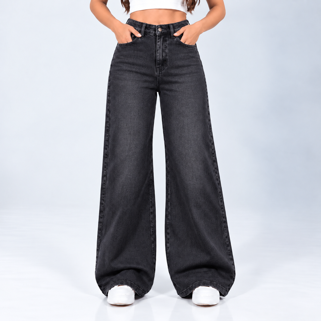 Jean Wide Leg  Gris Basico Ax-2787 Rigido