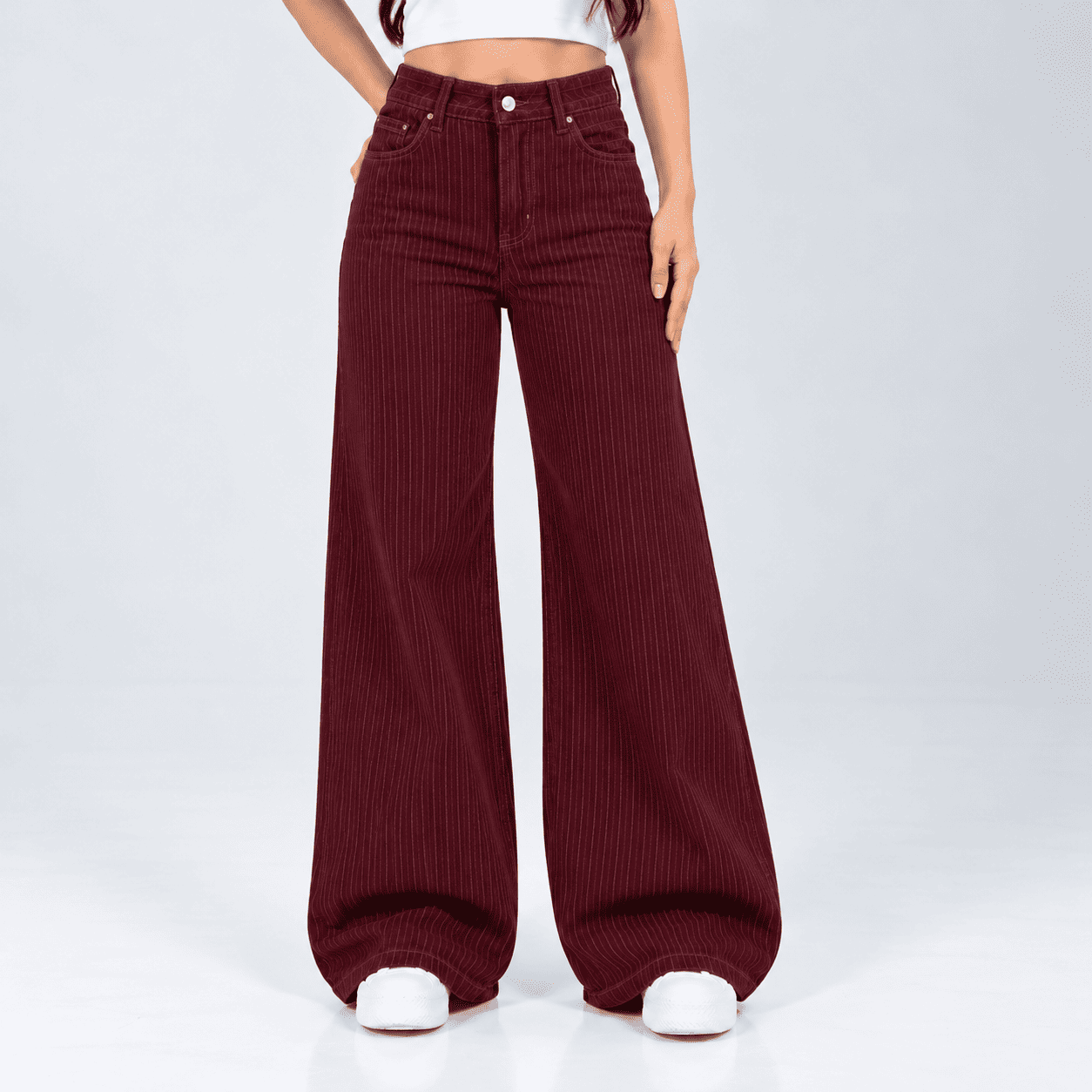 Jean Wide Leg Licrado Ox-3189 Vinotinto Premium