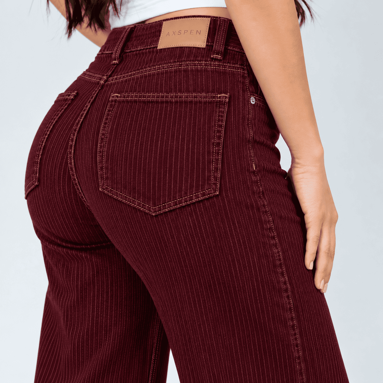 Jean Wide Leg Licrado Ox-3189 Vinotinto Premium