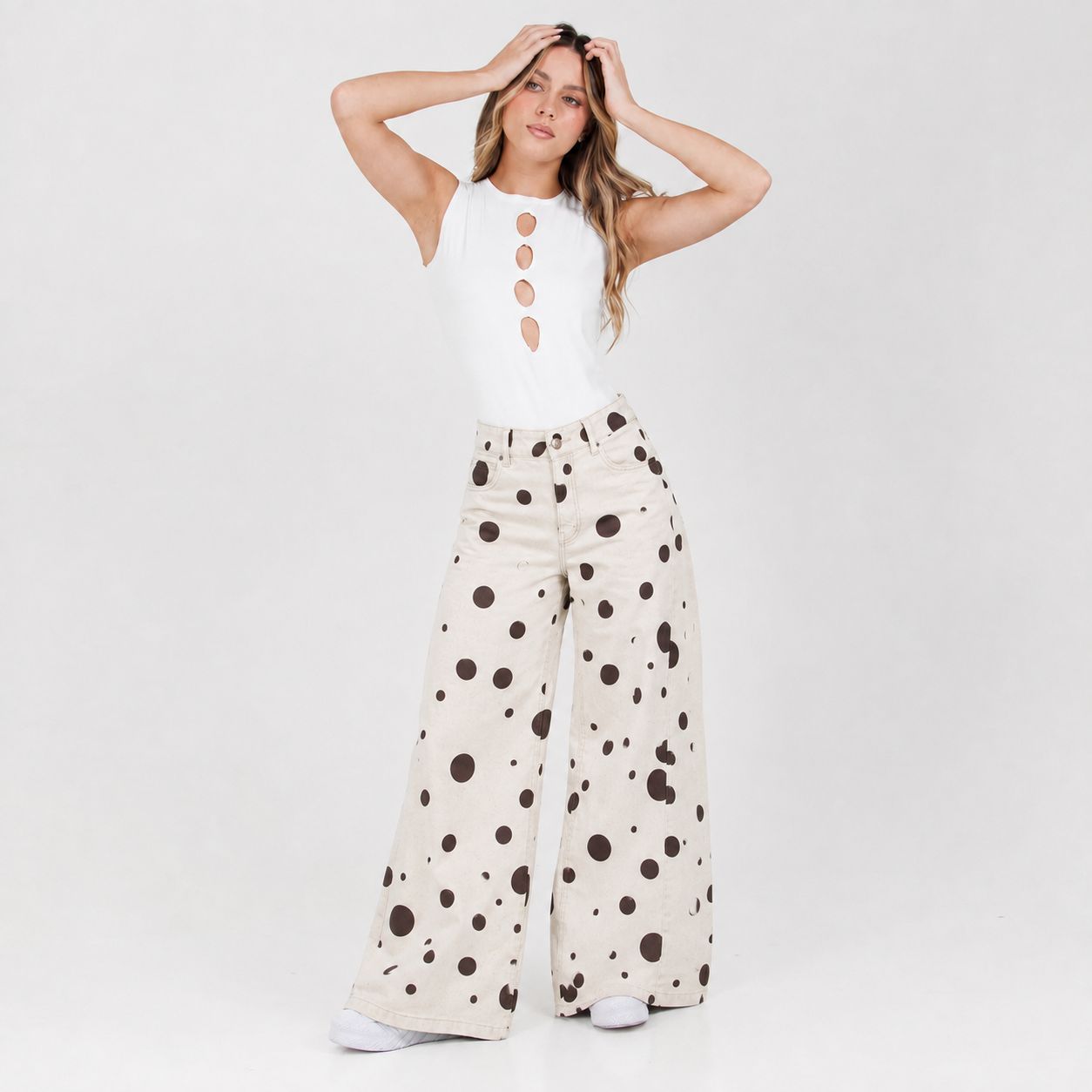 Jean Wide Leg Beige Ax-3176 Rigido Premium