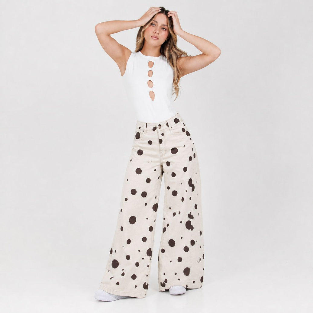 Jean Wide Leg Beige Ax-3176 Rigido Premium