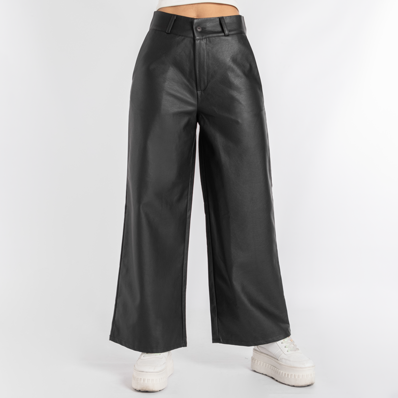 Pantalón ancho negro - Pantalones - Mujer